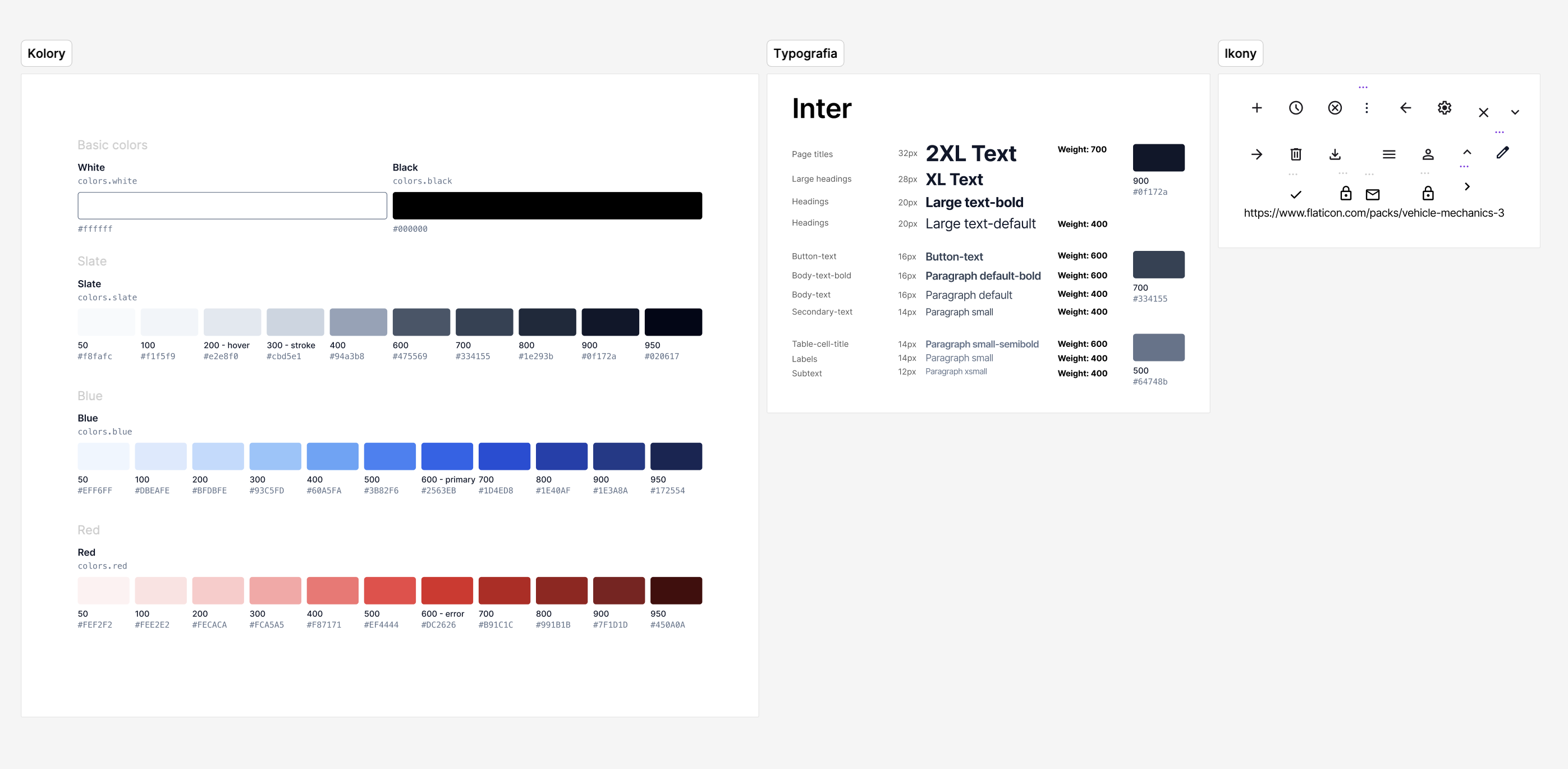 Design system - colors, typography and icons