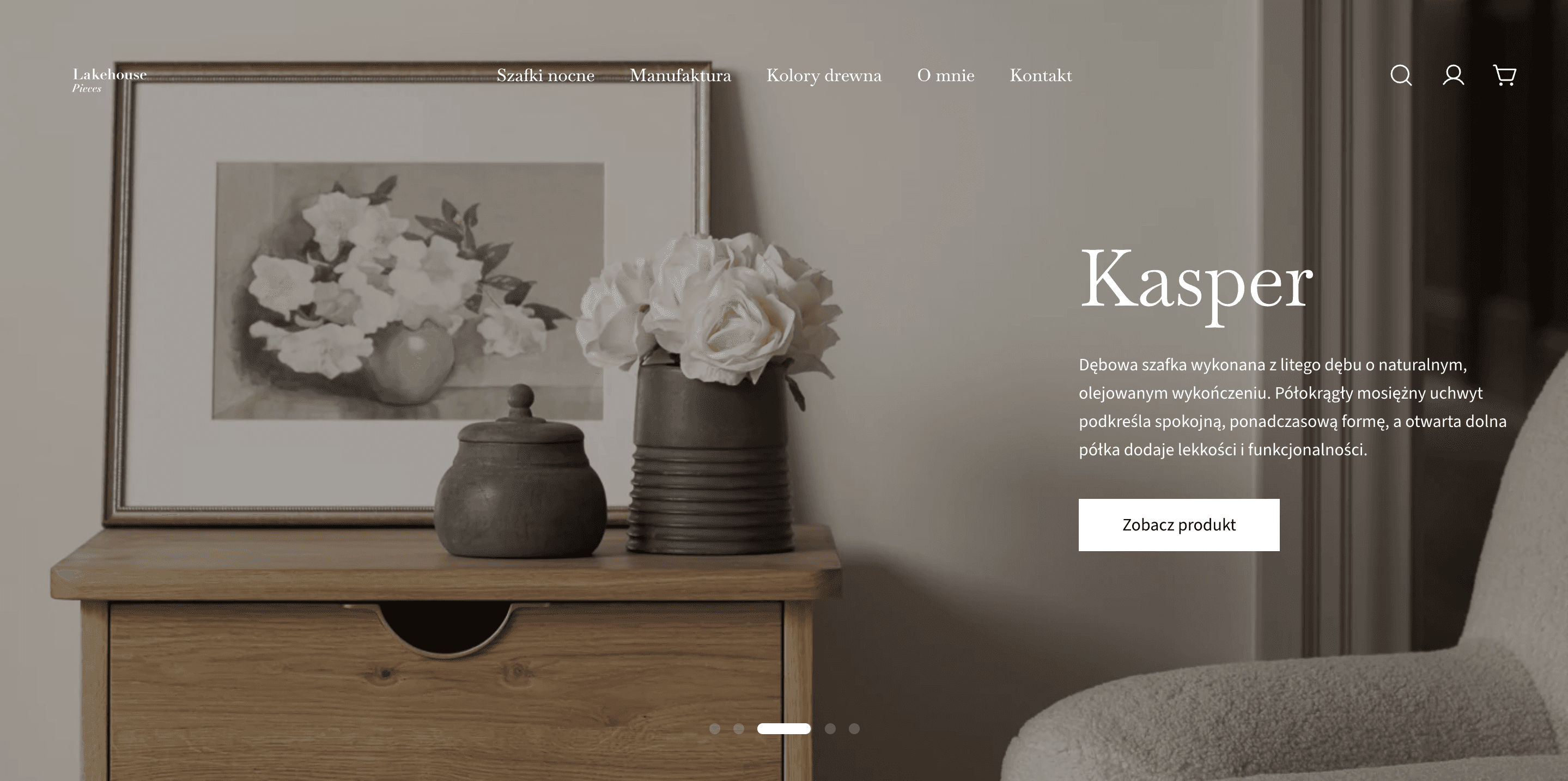 Hero carousel - product highlights with direct links to collection subpages