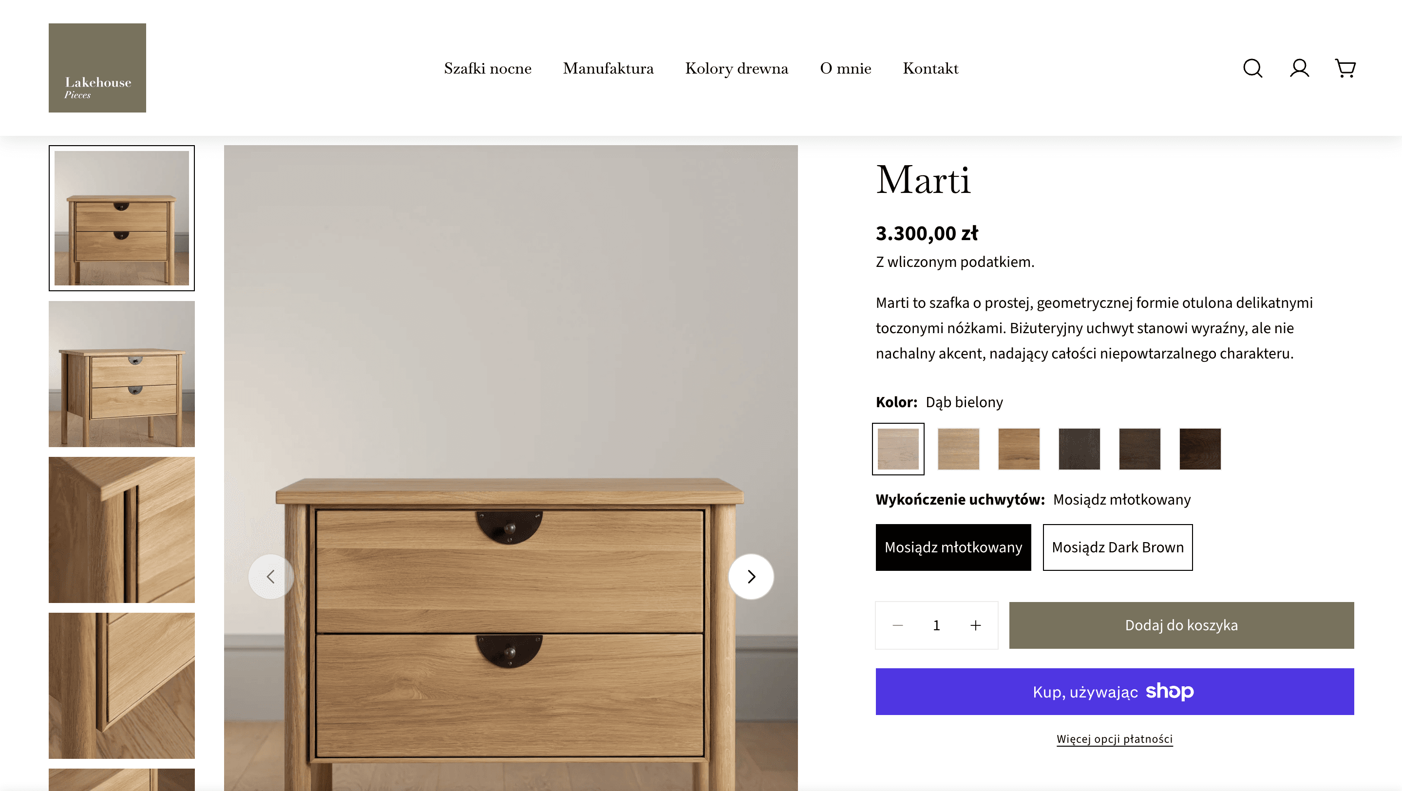 Product detail page - color swatches replacing dropdown list for wood selection