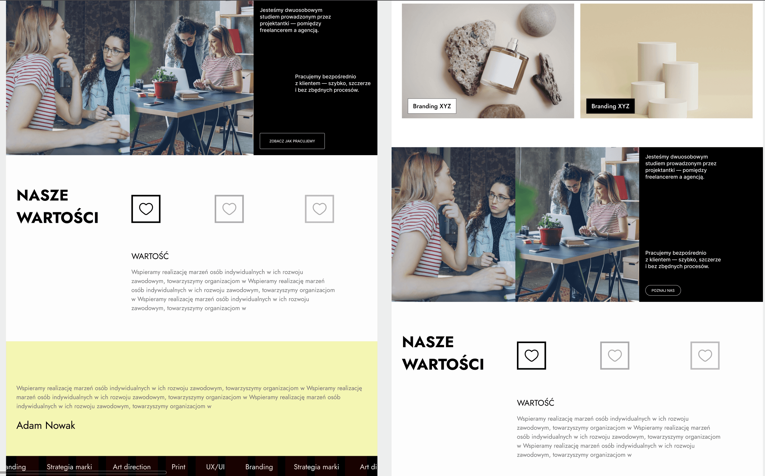 Wireframe - homepage structure and content layout
