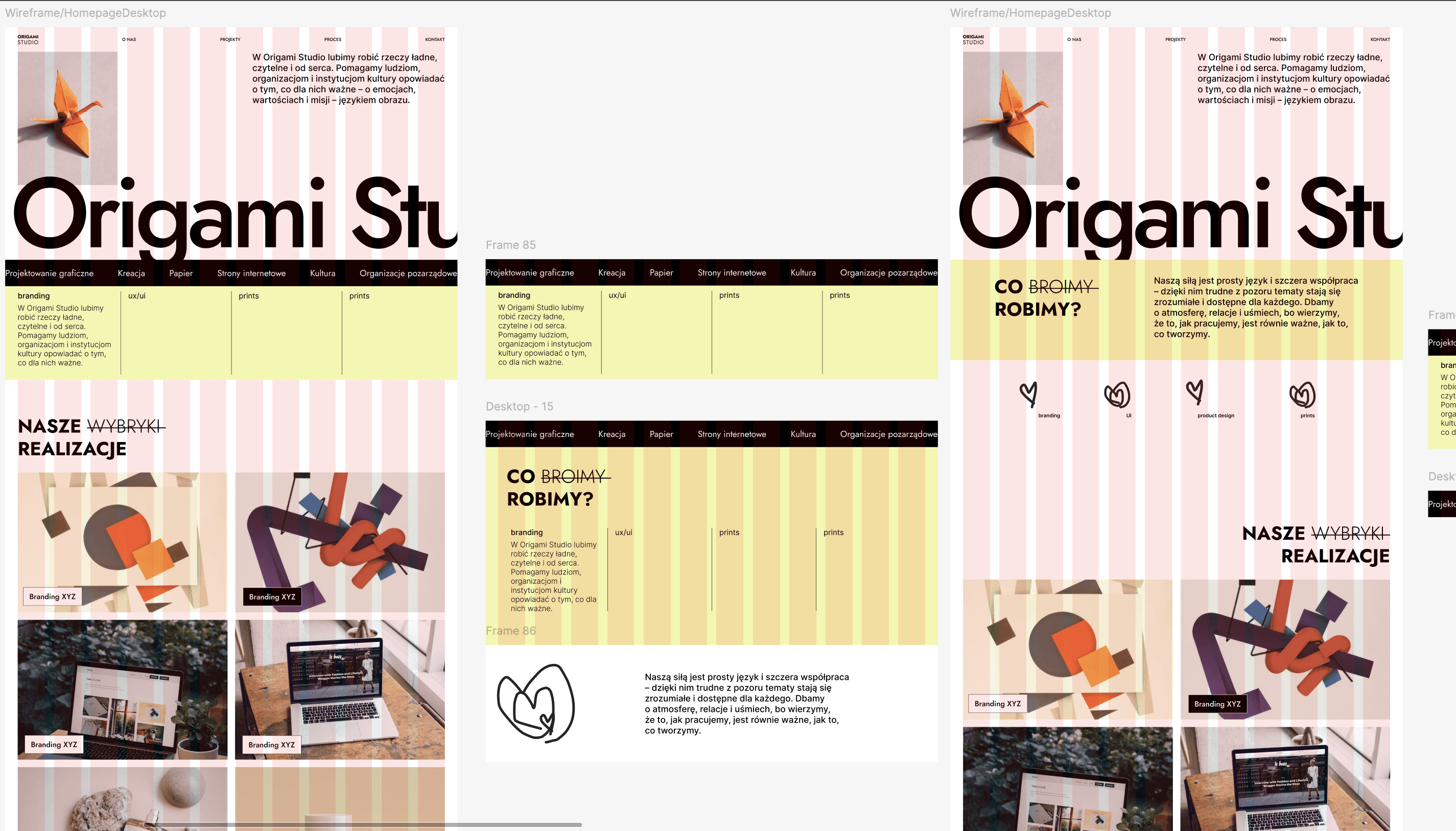 Wireframe - cooperation process and footer sections