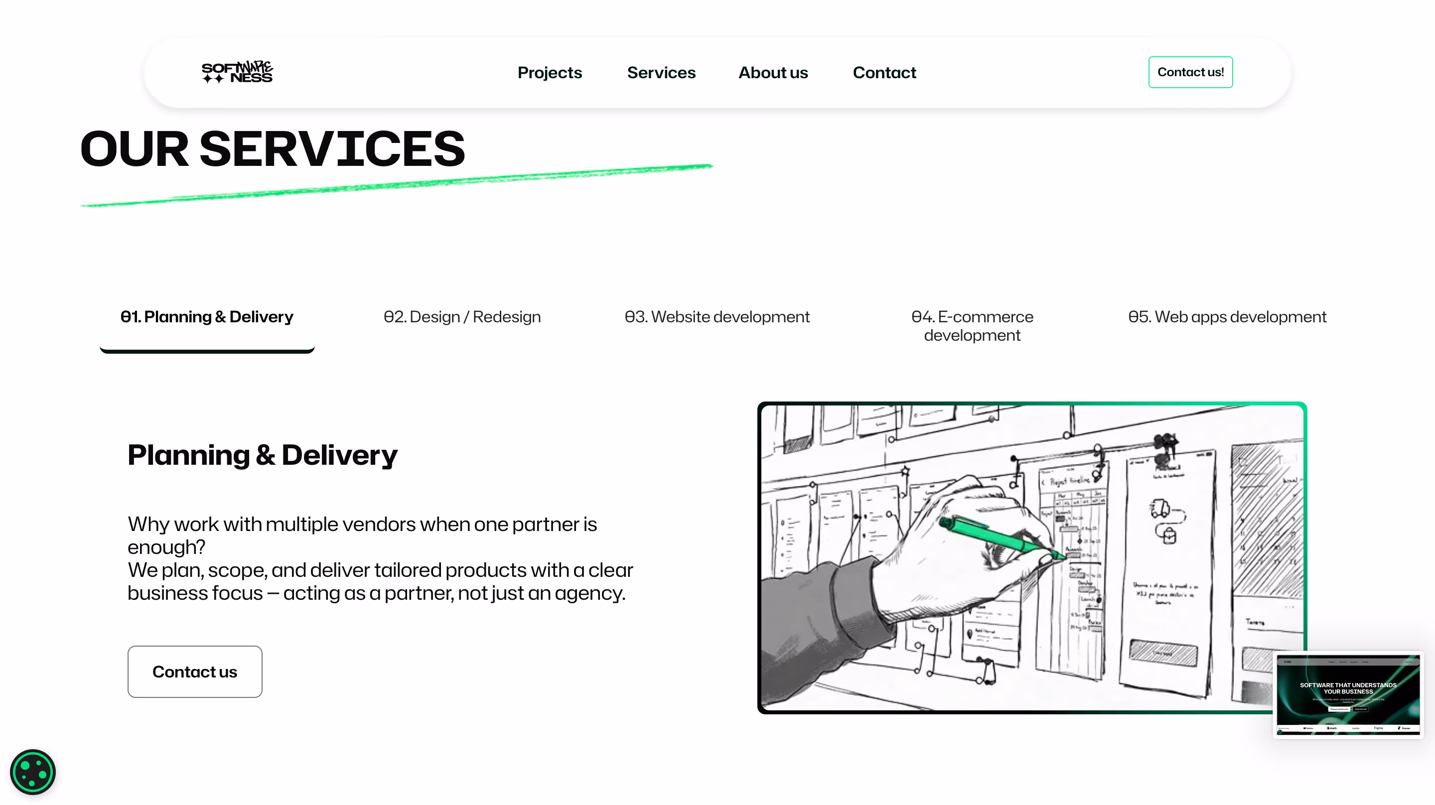 Services section on the original Webflow site