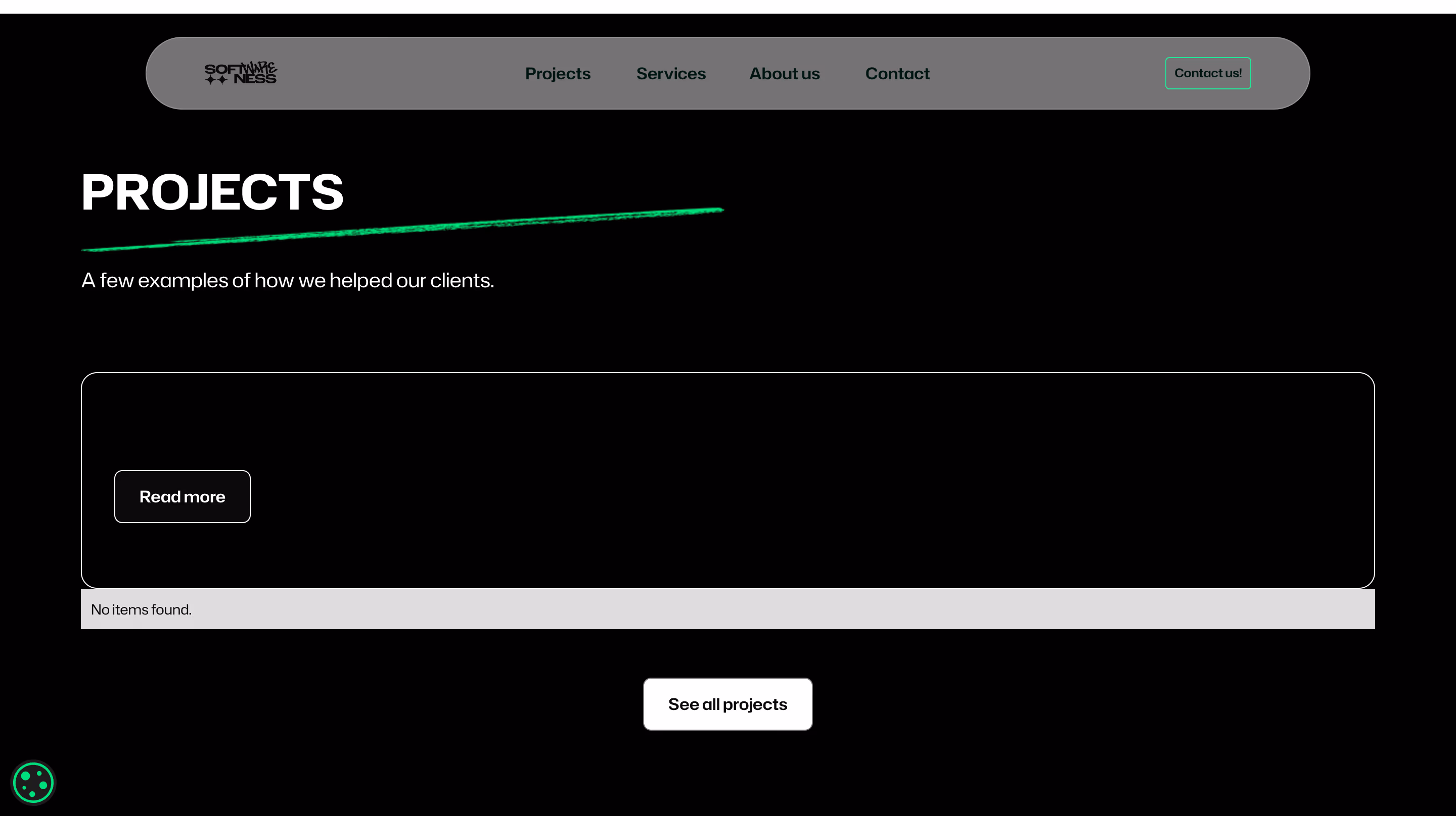 Projects section broken after the rewrite: empty cards showing 'No items found'